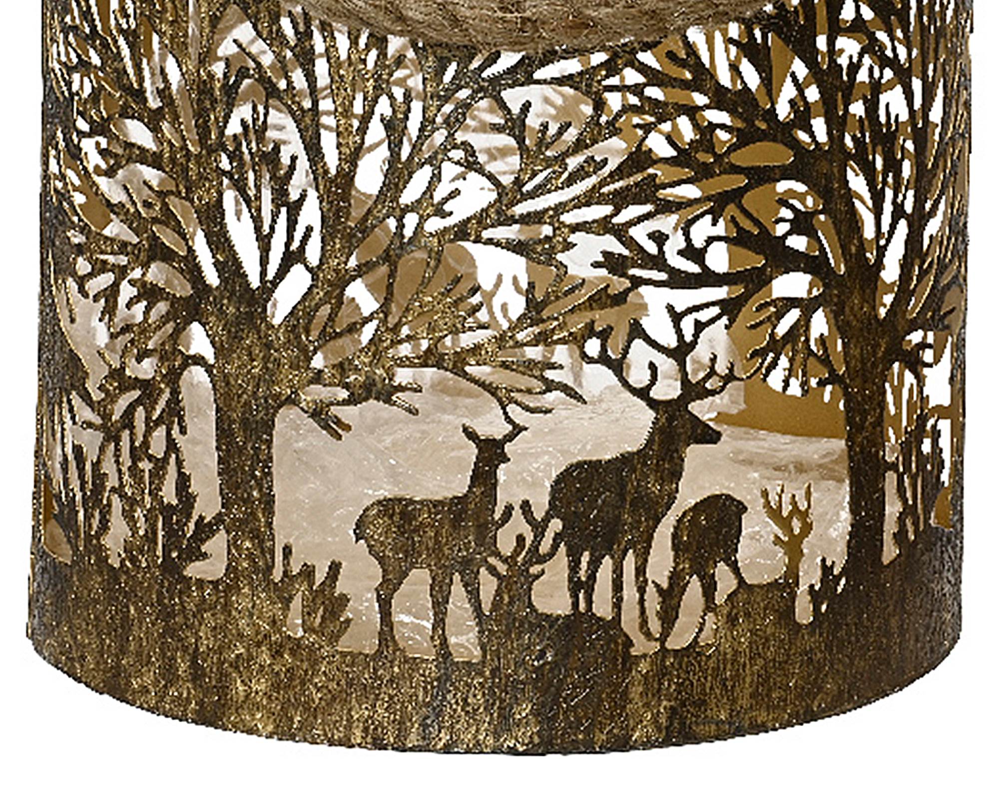 Lanterna Grande Rotonda Foresta Oro Antico 16x16x20 in Metallo - immagine 2