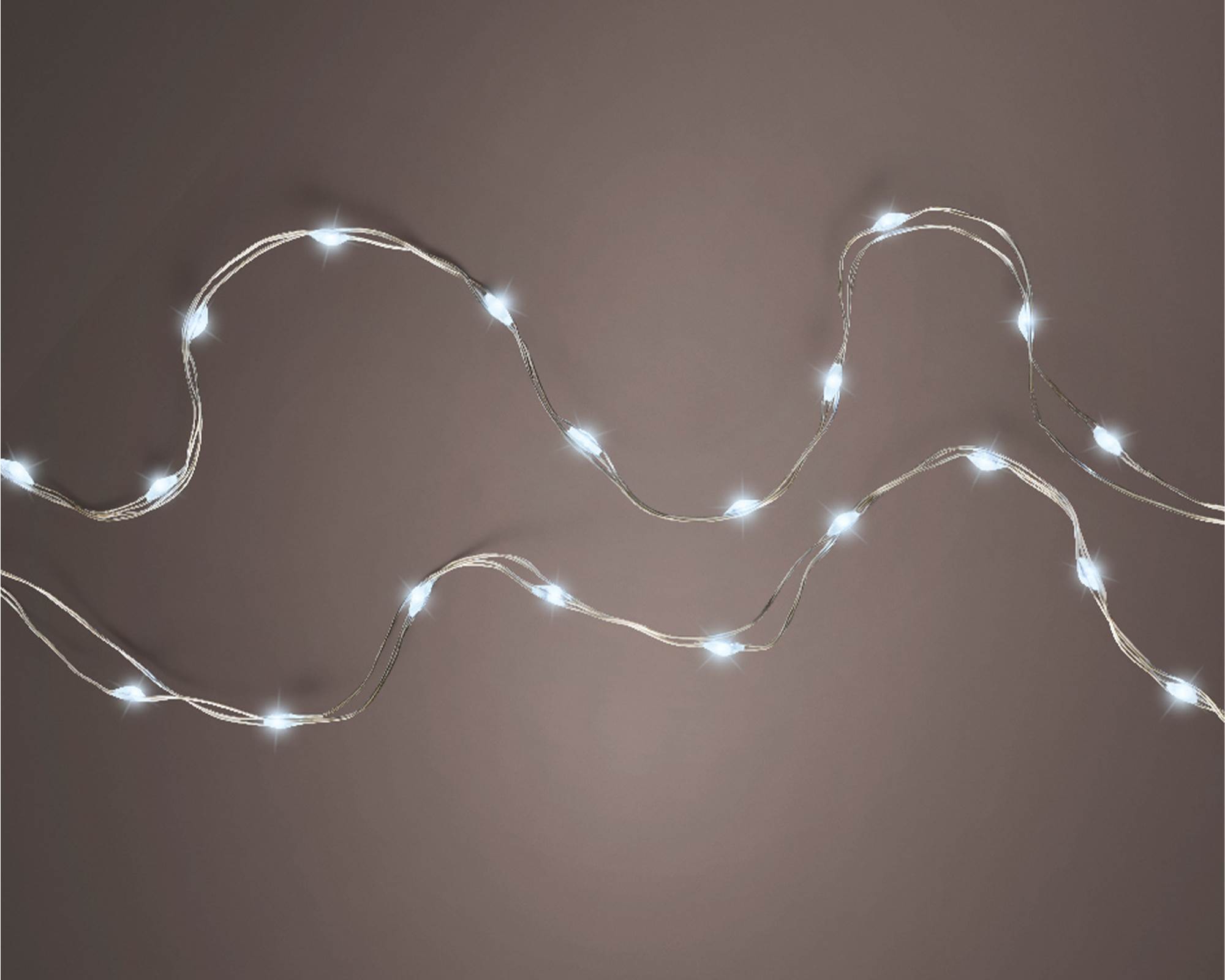 Catena Micro Luci Led Fisse per Interno Argento e Bianco 95cm in Pvc - immagine 2