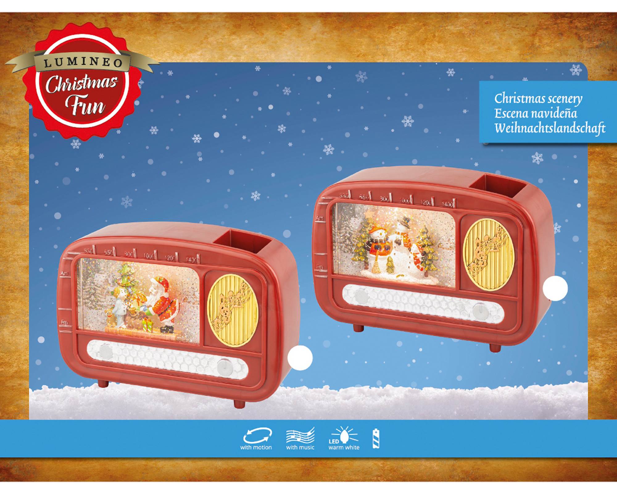 Radio Decorativa con Babbo Natale Rosso 6,3x22x15,5cm in Plastica - immagine 3