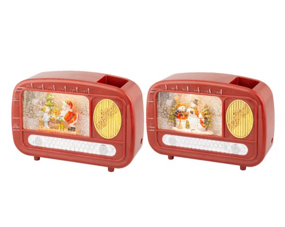 Radio Decorativa con Babbo Natale Rosso 6,3x22x15,5cm in Plastica