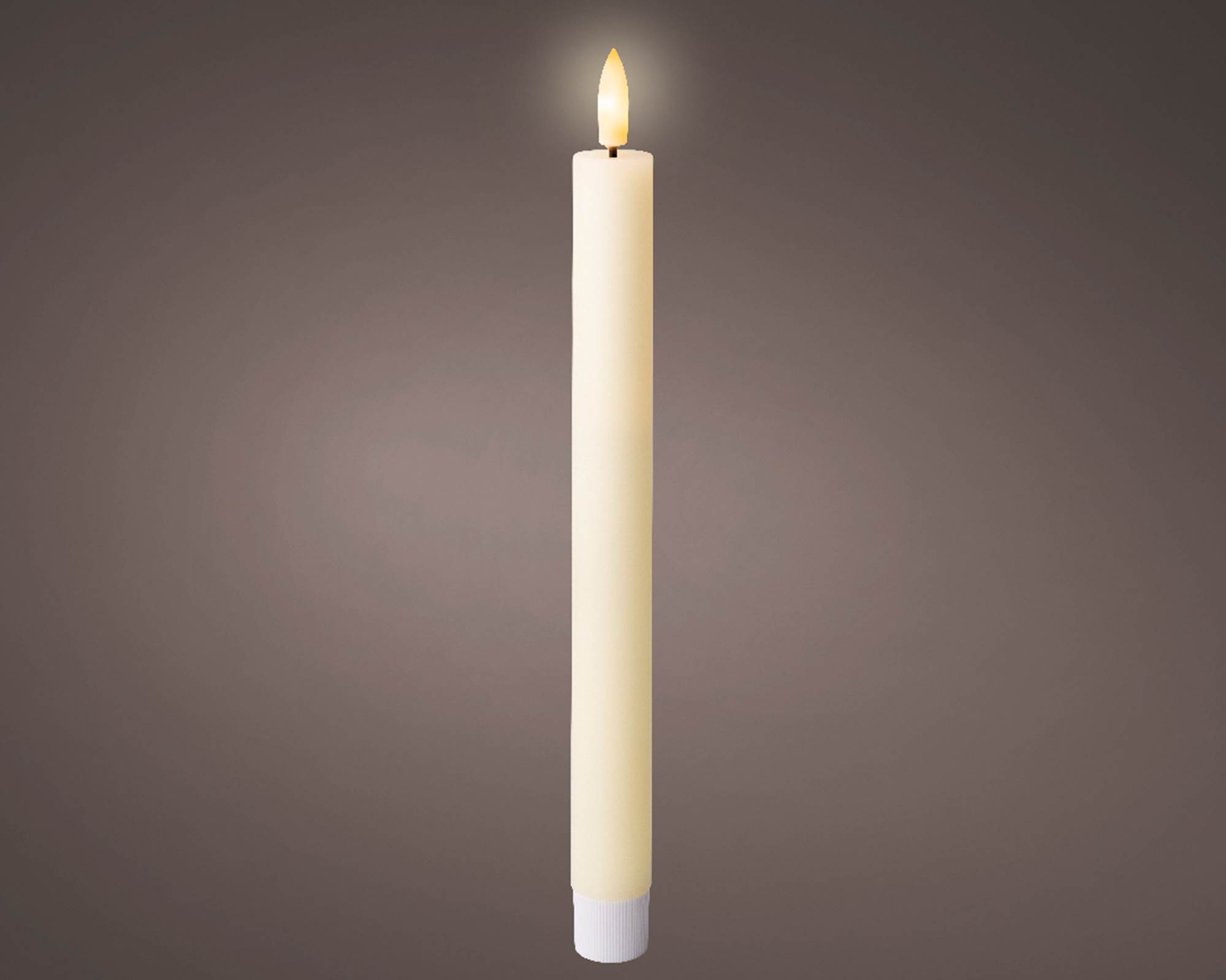 Candela con Stoppino Led da Cena Caldo Crema D2,2xh24,5cm in Cera - immagine 3