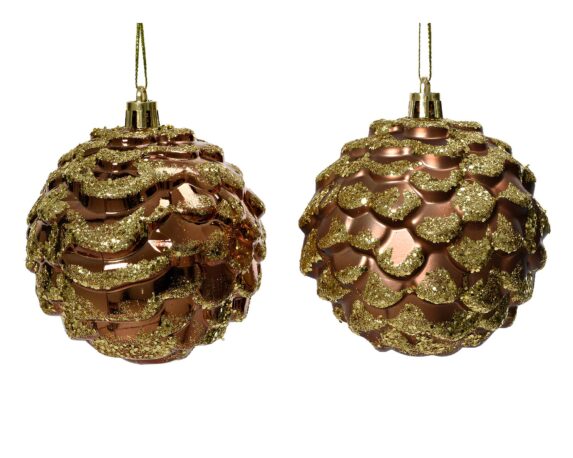 Sfera Colore Pigna Caffè Assortito D8cm in Plastica