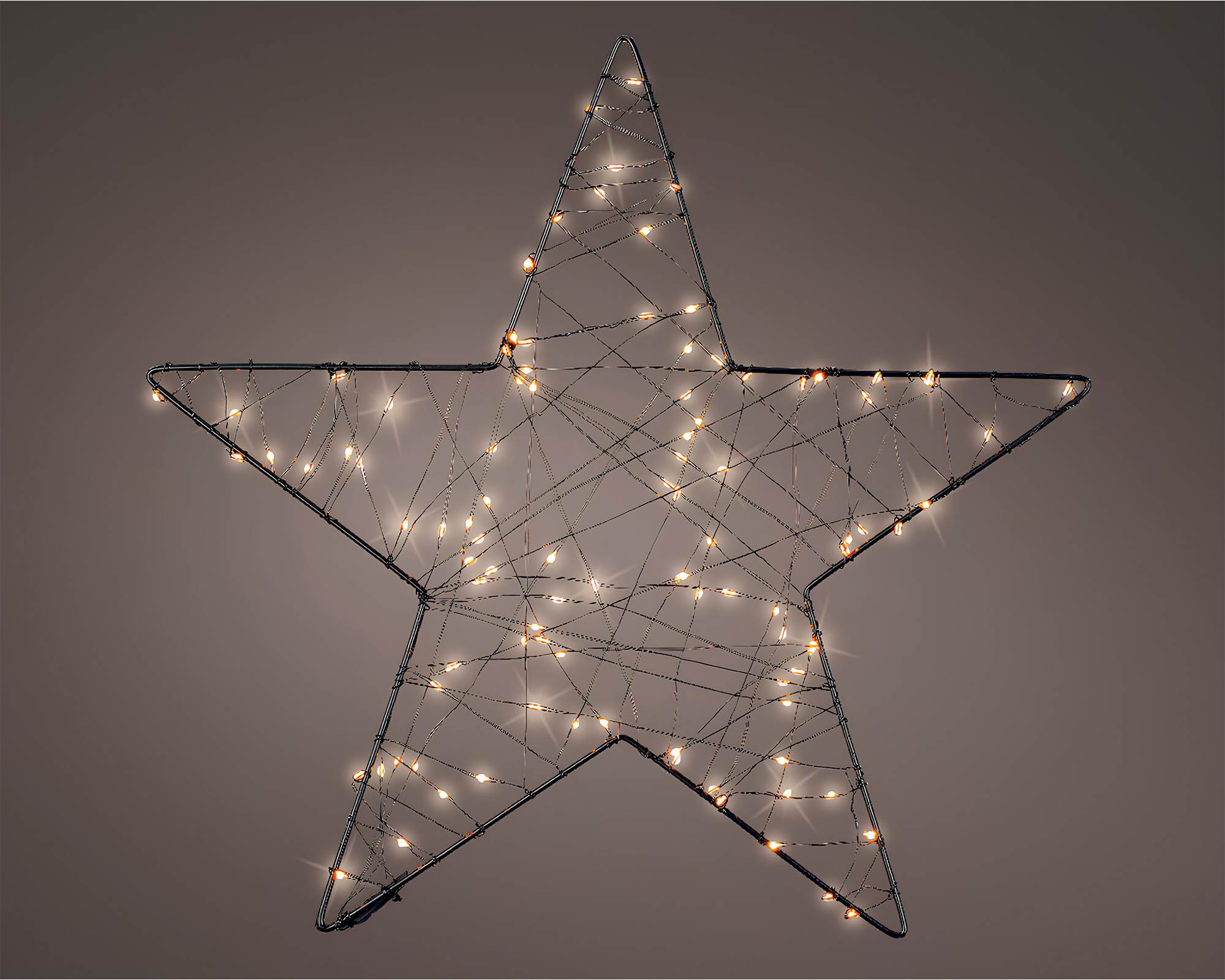 Stella Decorativa Nera con Micro LED Luce Calda D38cm in PVC - immagine 3