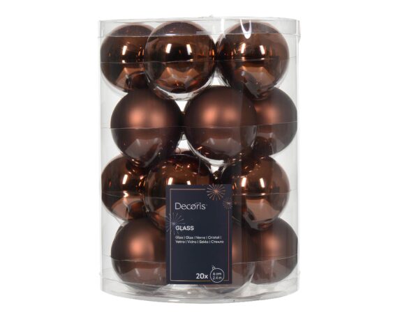 Set 20 Pz Sfere Espresso Assortito D6cm in Vetro