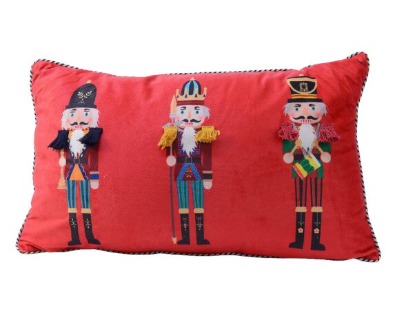 Cuscino Stampa Schiaccianoci Rosso 30x50x5cm in Poliestere