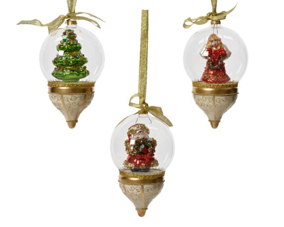 Pendente Ornamento Assortito 10x10x17,5cm in Vetro