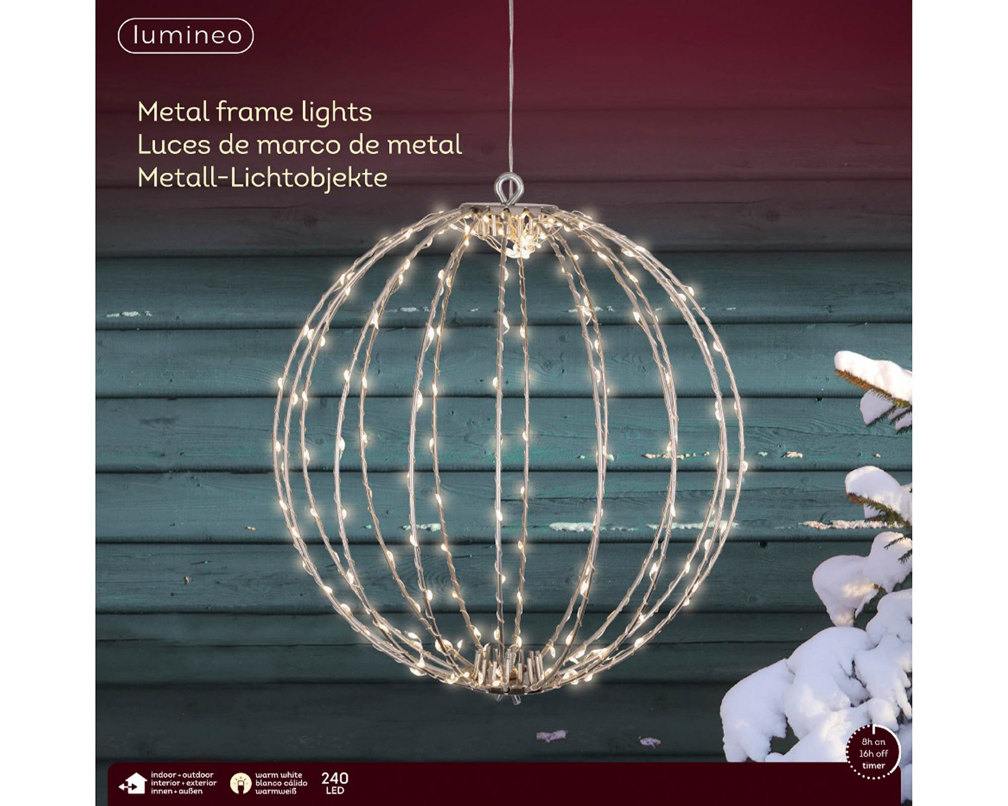 Sfera Luci Micro Led Bianco Caldo e Bianco D38cm in Metallo - immagine 3