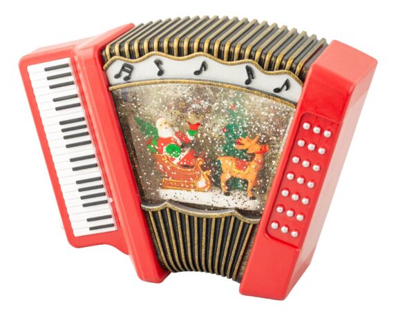 Fisarmonica Decorativa con Babbo Natale e Led Caldo Rosso 7×25,5×17,5cm in Plastica