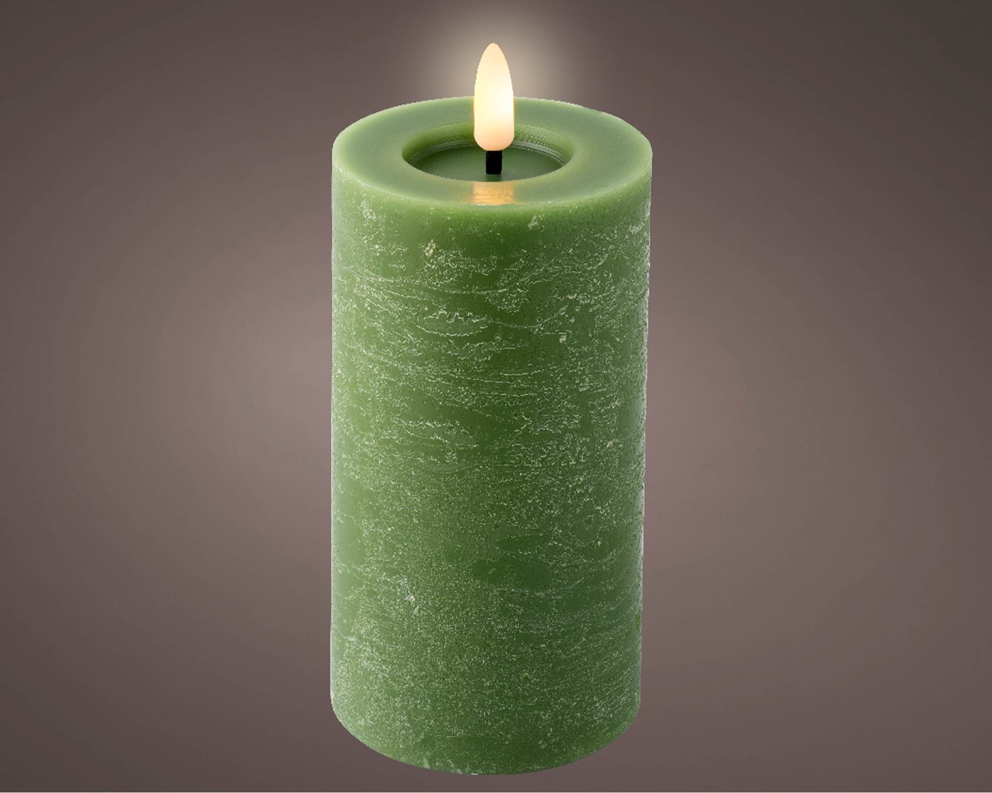 Candela Led Bianco Caldo Verde D7xh15cm in Cera - immagine 2