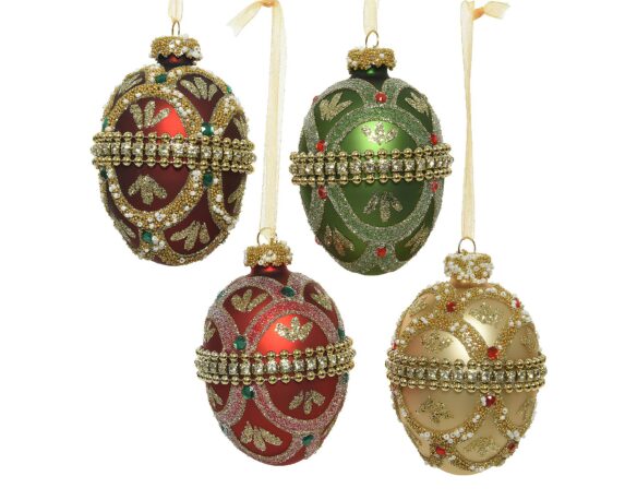 Uovo Pendente Rosso, Giallo e Verde Assortito in Vetro