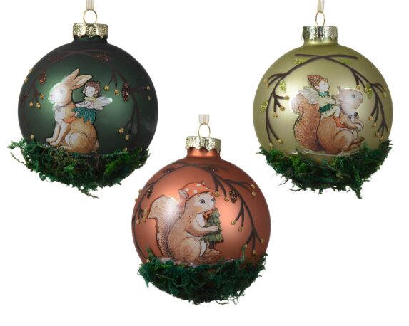 Sfera Scoiattolo Assortito D8cm in Vetro