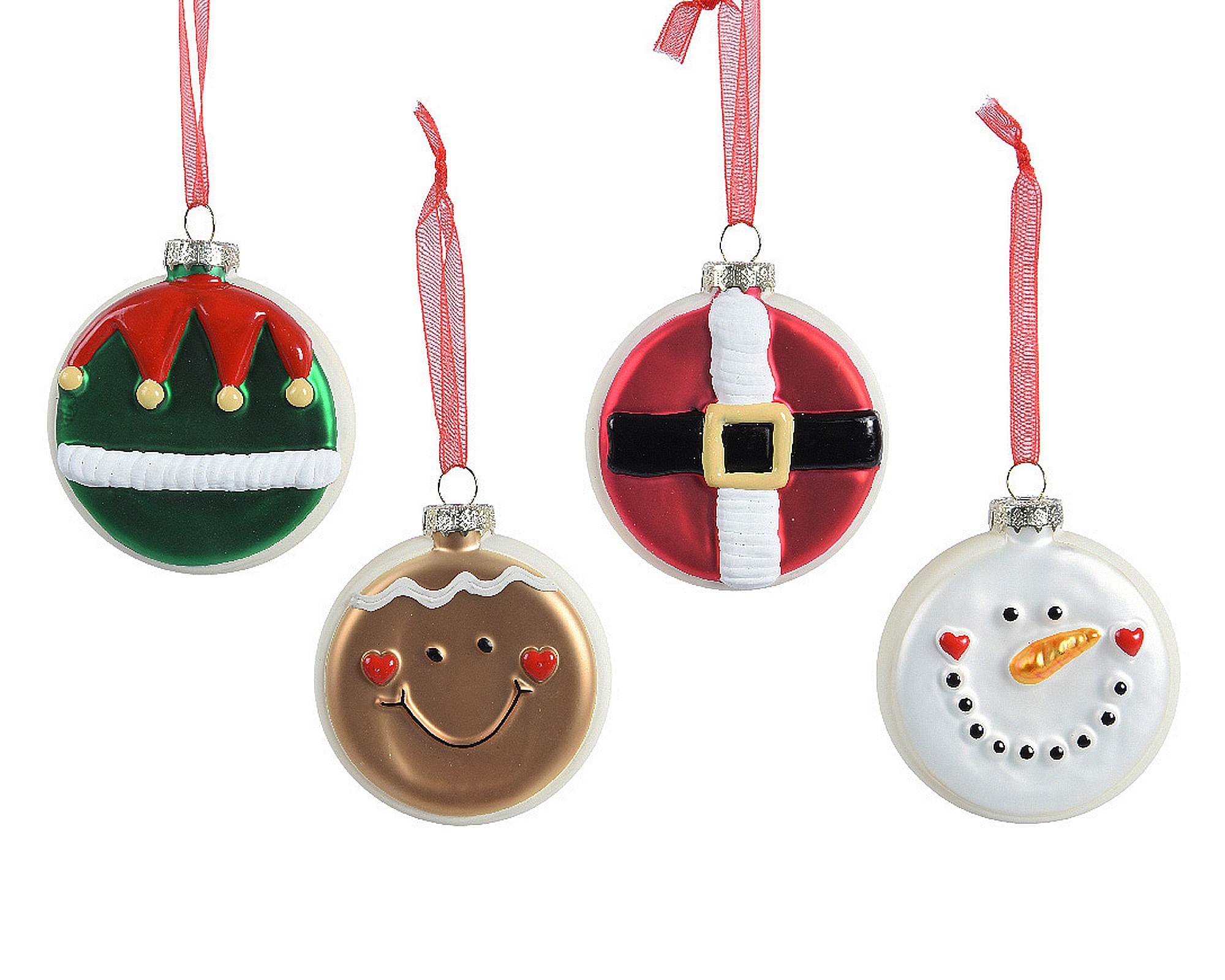 Pendente Disco Natale Assortiti 8x2,3x9cm in Vetro