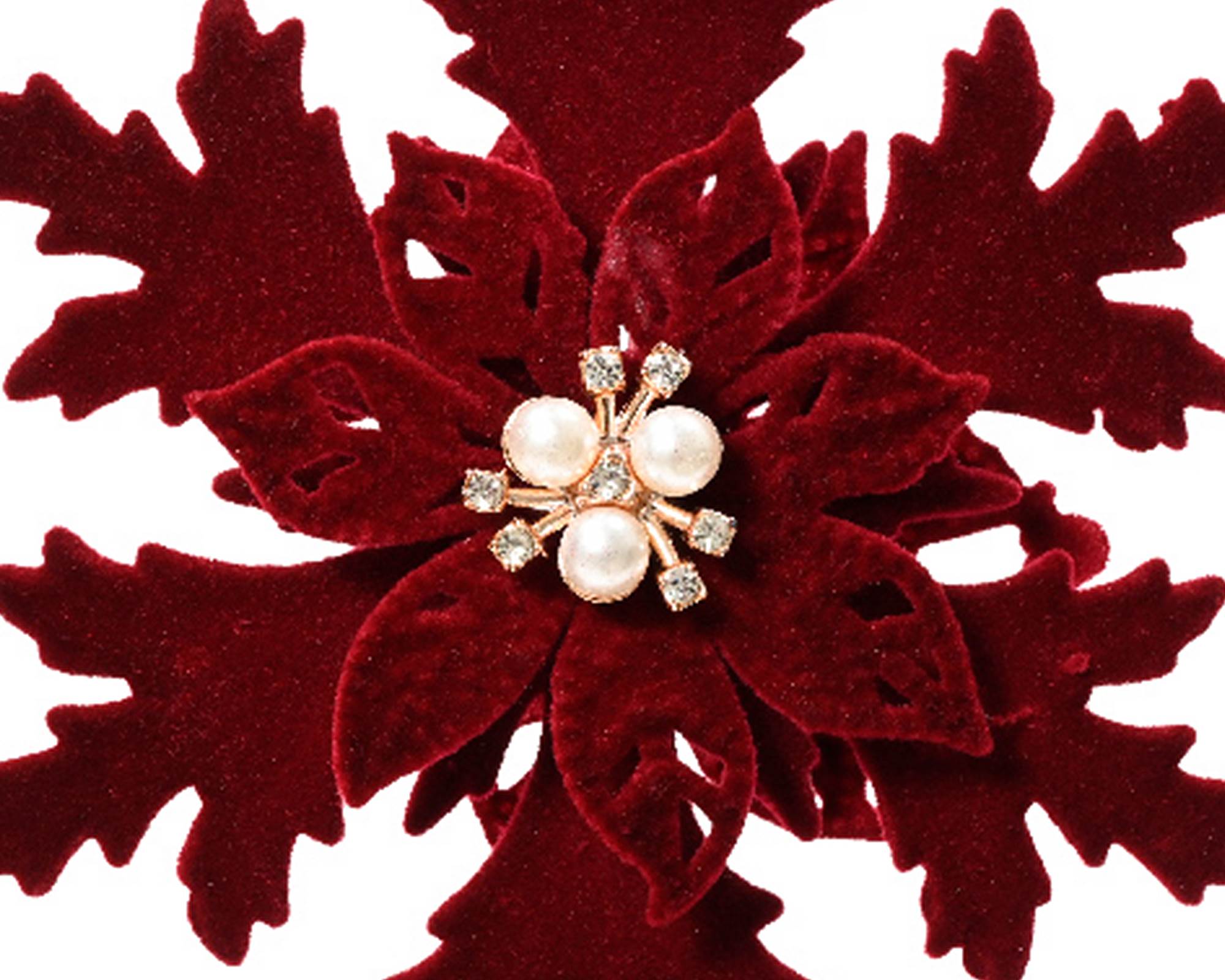 Fiocco di Neve con Perline Rosso D12xh2cm in Plastica - immagine 2