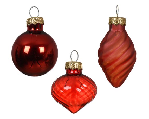 Set 9 Pz Sfere Rosso Assortito D3cm in Vetro