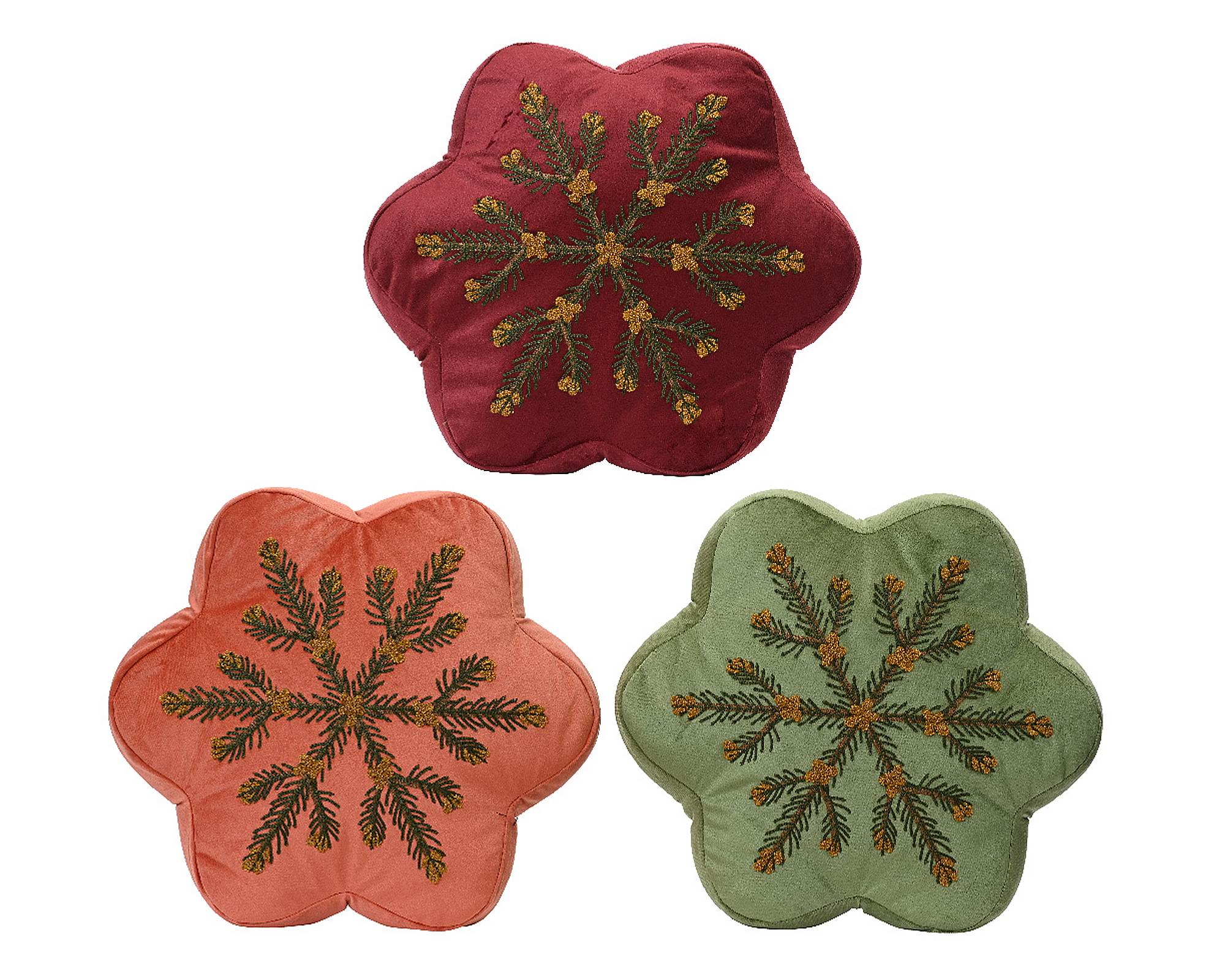 Cuscino Fiocco di Neve Assortito D40xh7cm in Velluto