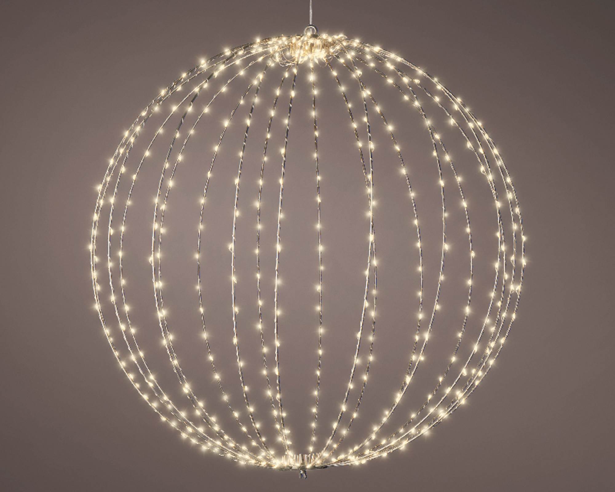 Sfera Luci Micro Led Bianco Caldo e Bianco D58cm in Metallo - immagine 2