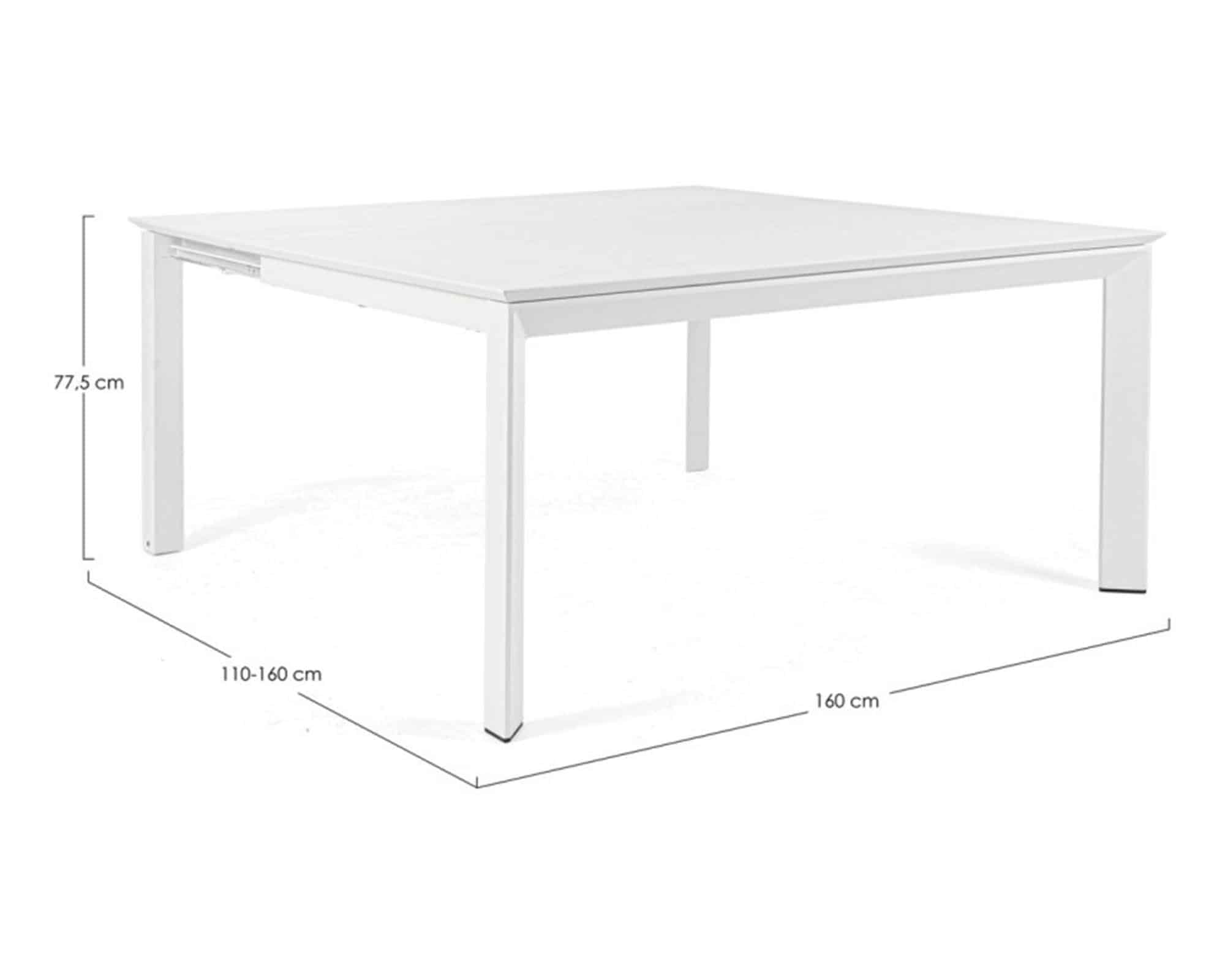 Set Pranzo Konnor Allungabile 160/110x160h + 4 Poltrone Bianco in Alluminio e Textilene - Bizzotto - immagine 13