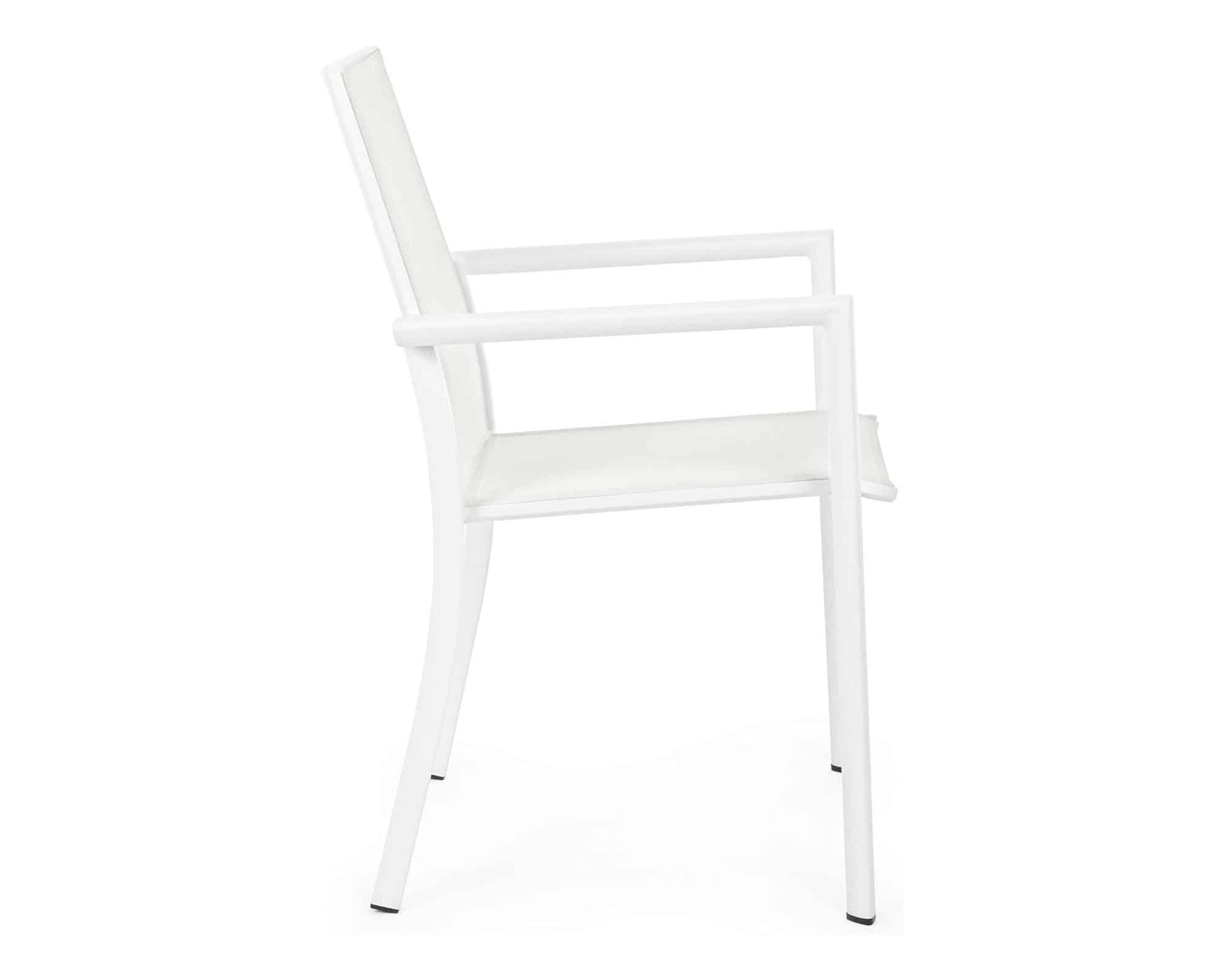 Set Pranzo Konnor Allungabile 160/110x160h + 4 Poltrone Bianco in Alluminio e Textilene - Bizzotto - immagine 5