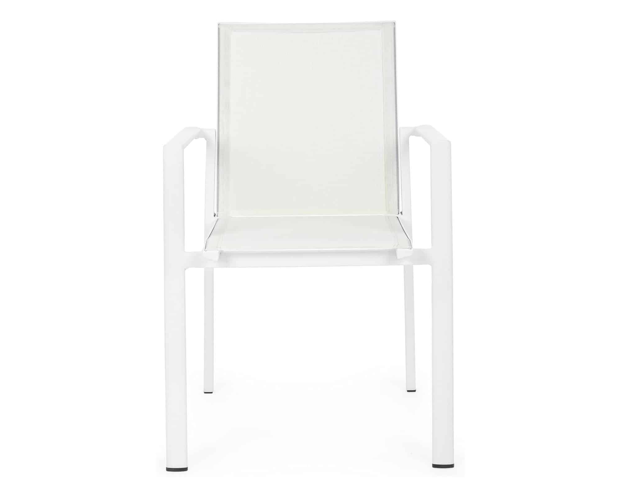 Set Pranzo Konnor Allungabile 160/110x160h + 4 Poltrone Bianco in Alluminio e Textilene - Bizzotto - immagine 4