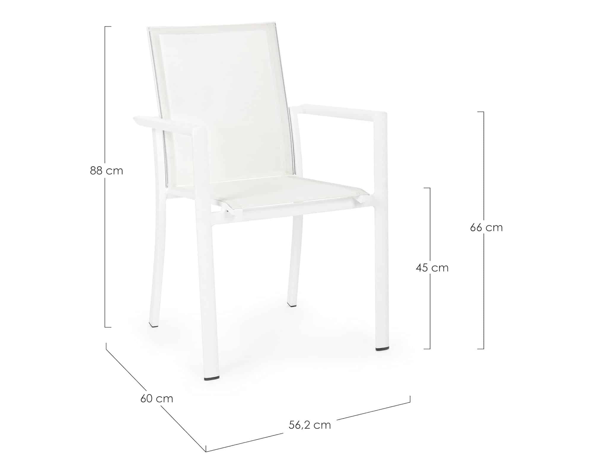 Set Pranzo Konnor Allungabile 160/110x160h + 4 Poltrone Bianco in Alluminio e Textilene - Bizzotto - immagine 6