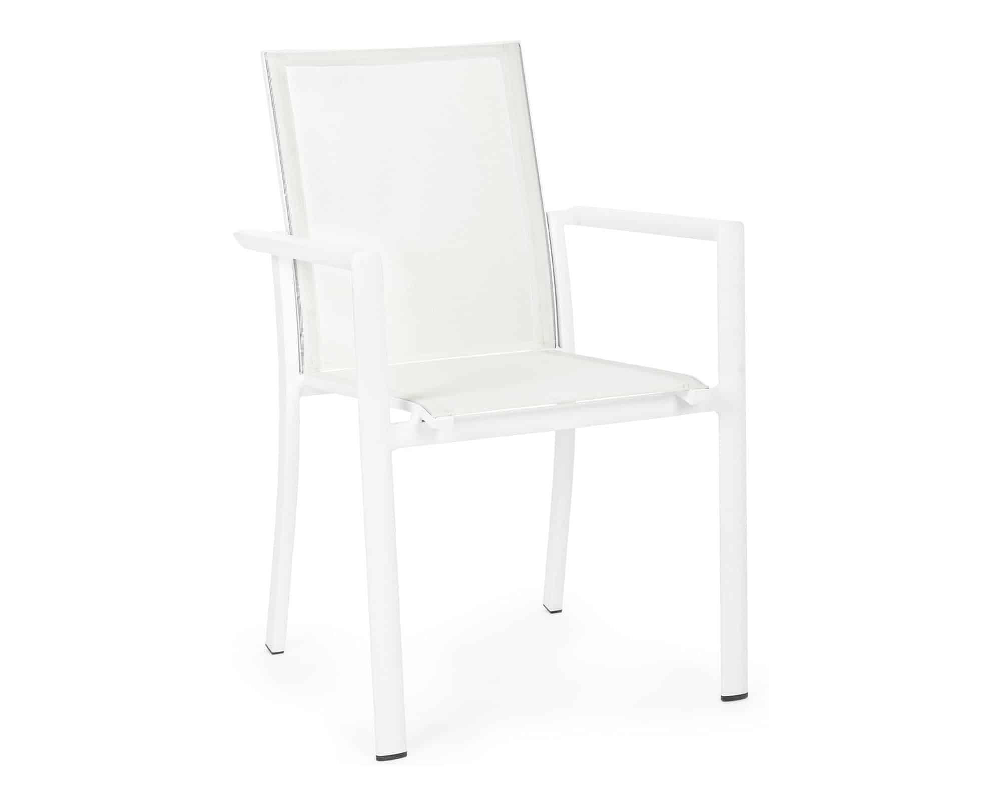 Set Pranzo Konnor Allungabile 160/110x160h + 4 Poltrone Bianco in Alluminio e Textilene - Bizzotto - immagine 3