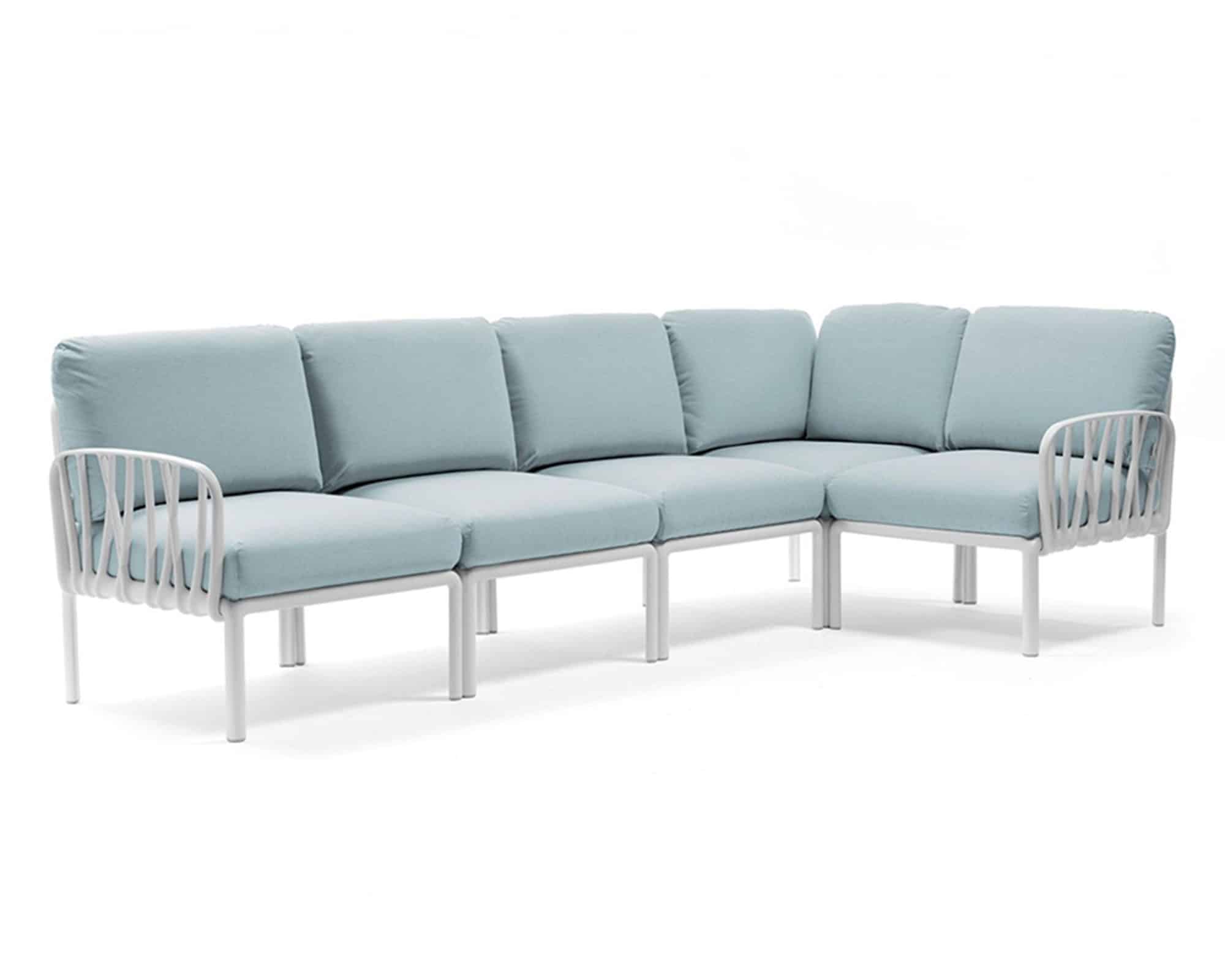 Set Salotto Divano Bianco Komodo 5 Sumbrella Ghiaccio 294x154x88cm in Resina e Polipropilene - Nardi - immagine 2