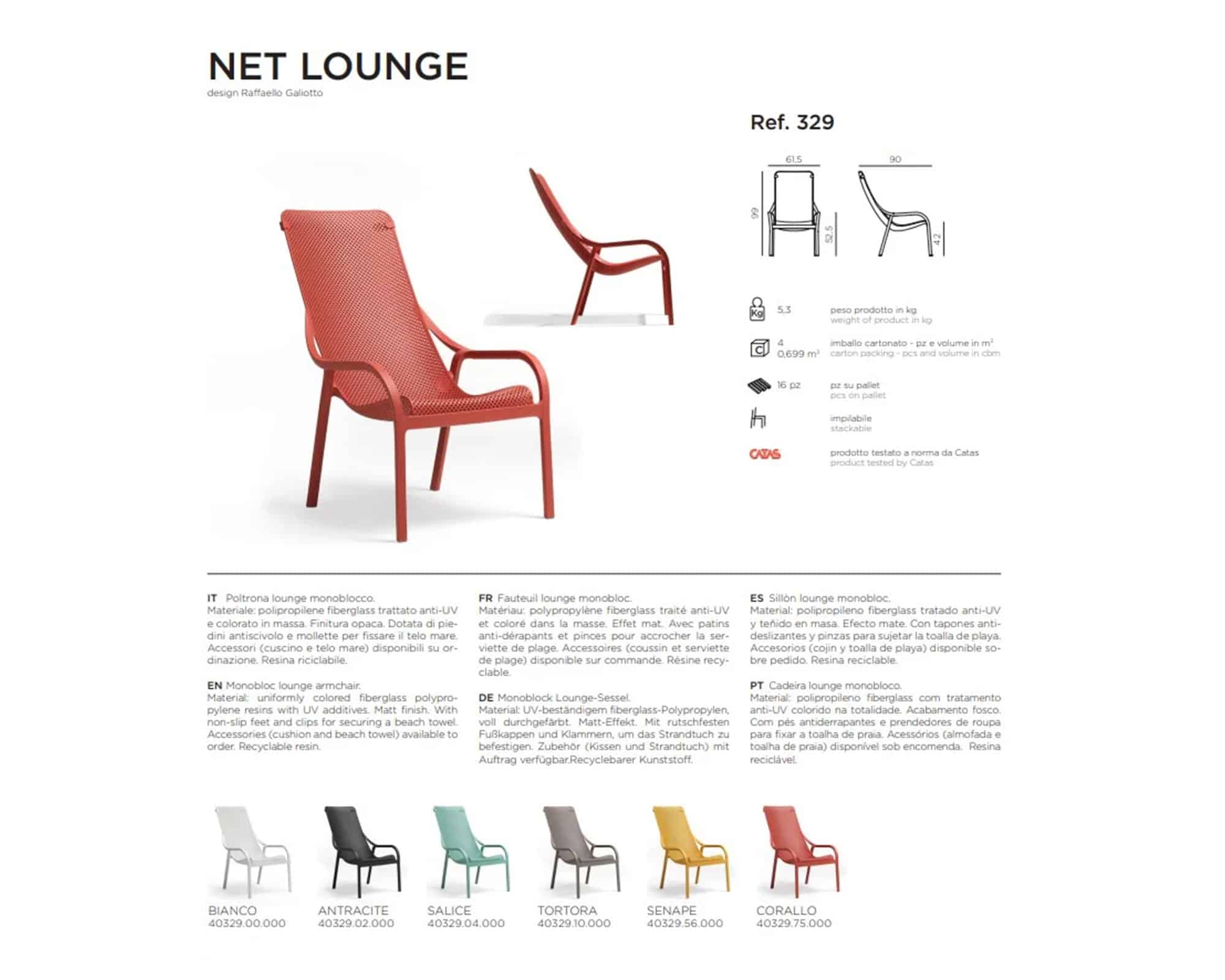 Poltrona Net Lounge Salice in Polipropilene - Nardi - immagine 5