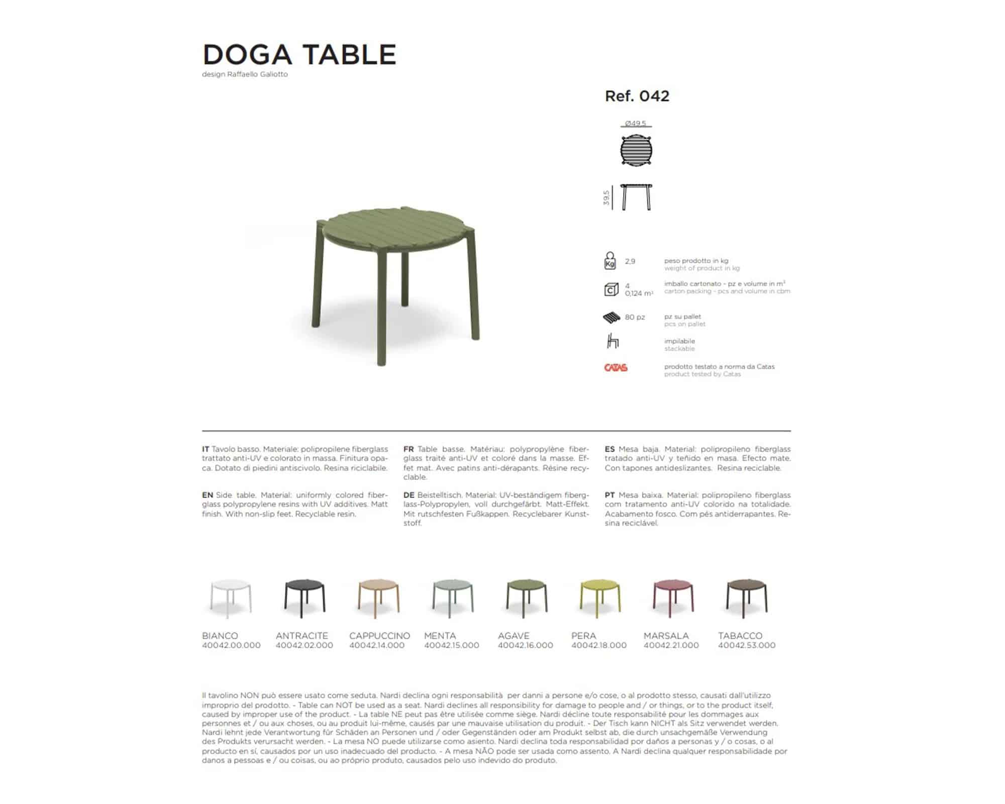 Tavolino Doga Pera D49,5x39,5h in Polipropilene - Nardi - immagine 5