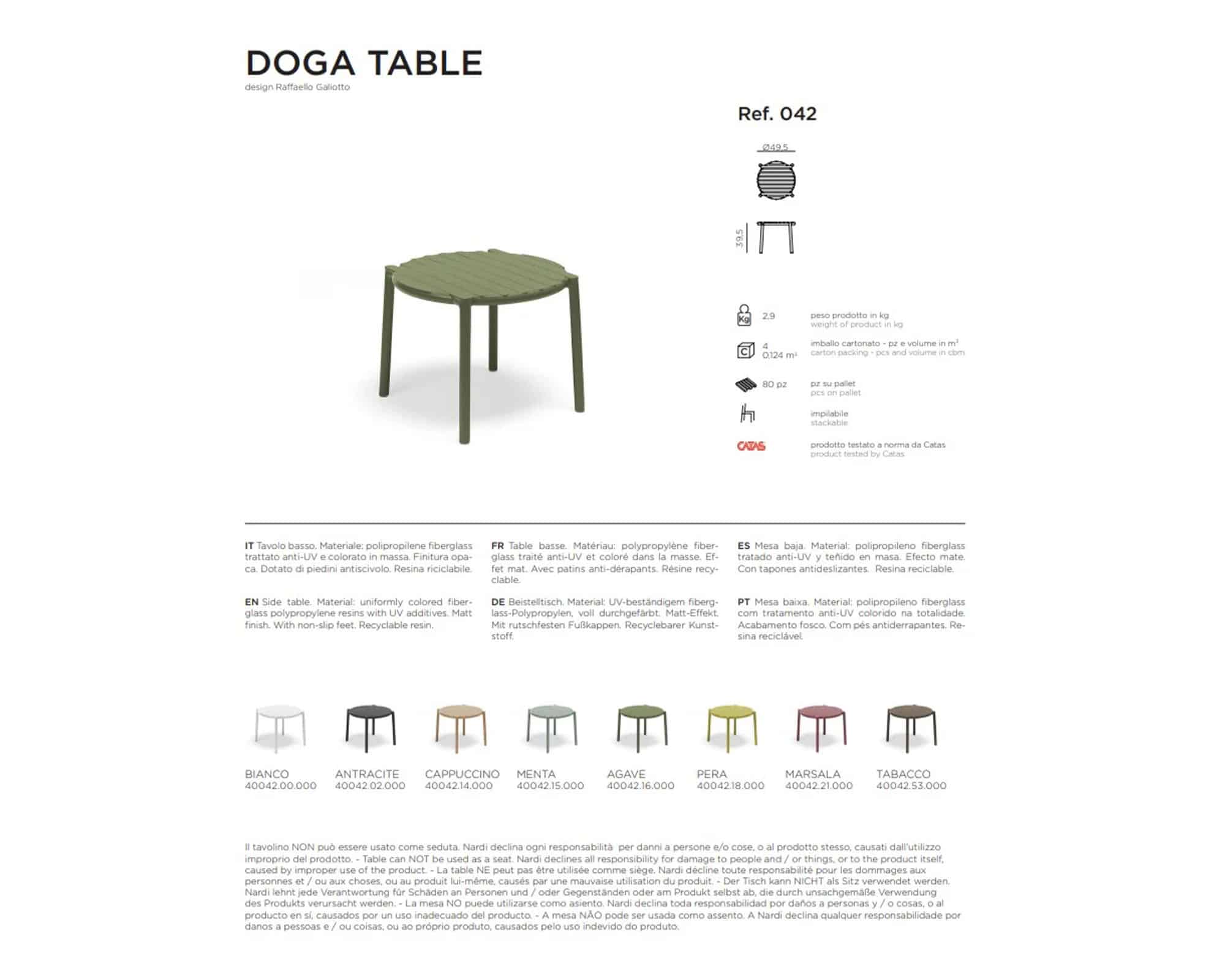 Tavolino Doga Bianco D49,5x39,5h in Polipropilene - Nardi - immagine 3