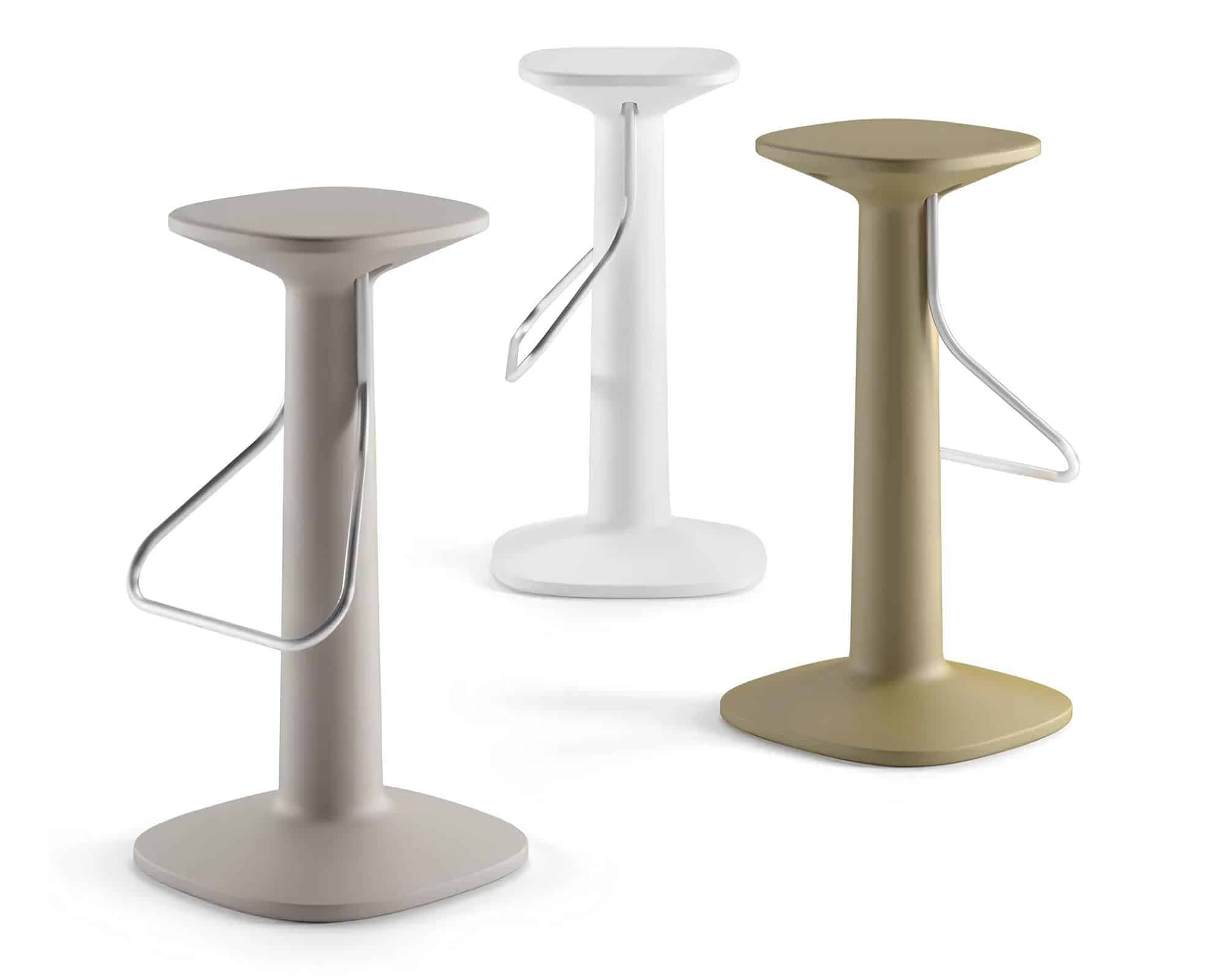 Sgabello Tool con Poggiapiedi Bianco in Polipropilene - immagine 2