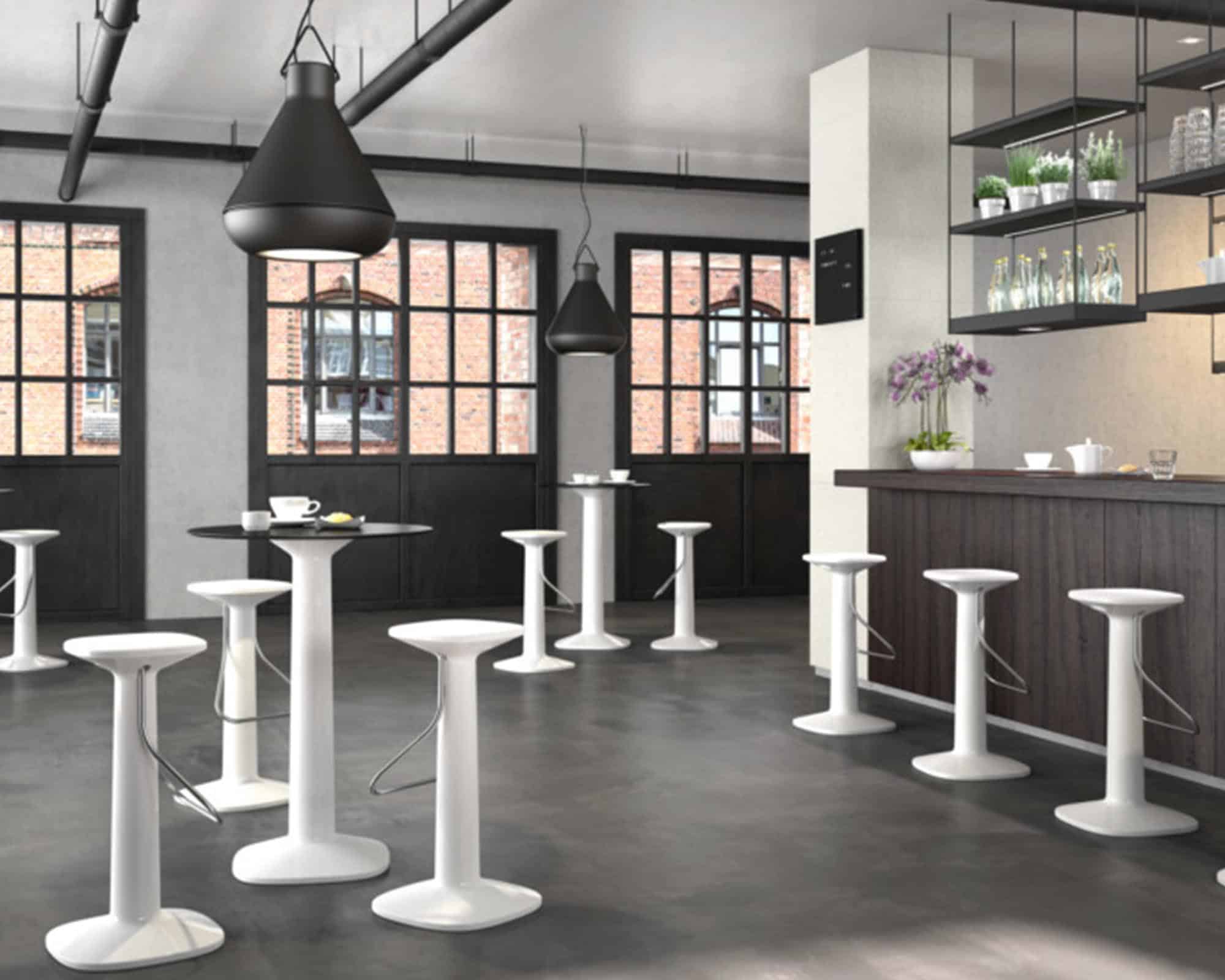 Sgabello Tool con Poggiapiedi Bianco in Polipropilene - immagine 5