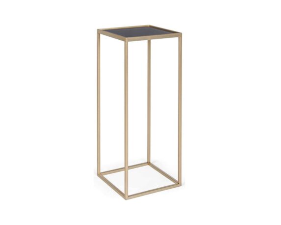 Tavolino Quadrato S Nucleos Oro e Nero 24x24x65cm in Acciaio e Vetro – Bizzotto