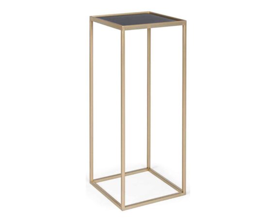 Tavolino Quadrato L Nucleos Oro e Nero 31x31x75cm in Acciaio e Vetro – Bizzotto