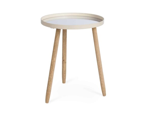 Tavolino Tondo S Edvard Avorio Acciaio e Vetro – Bizzotto