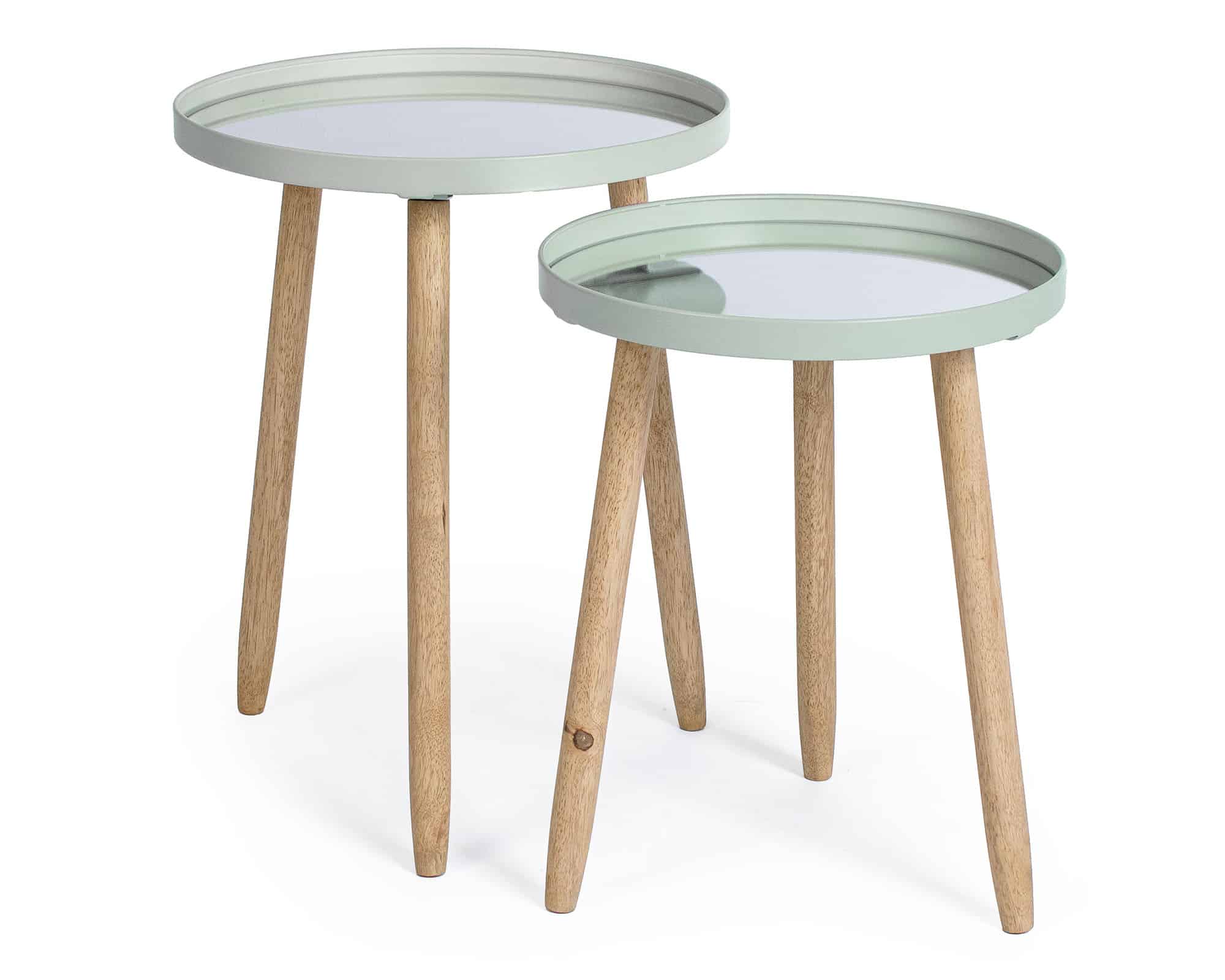 Tavolino Tondo S Edvard Verde Salvia Acciaio e Vetro - Bizzotto - immagine 2