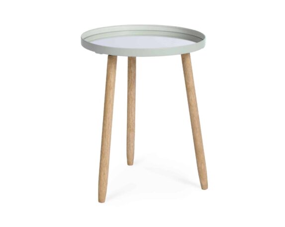 Tavolino Tondo S Edvard Verde Salvia Acciaio e Vetro – Bizzotto