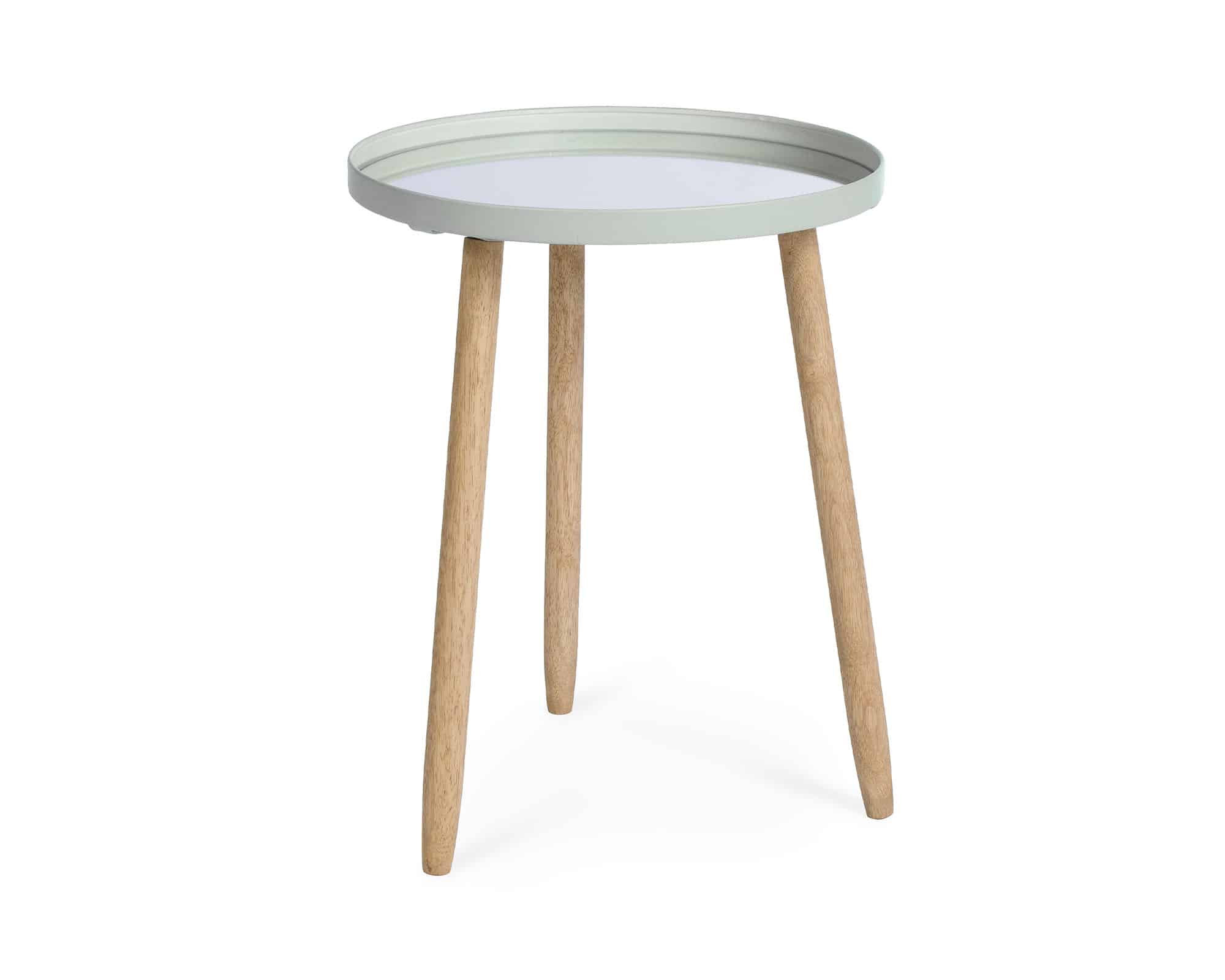 Tavolino Tondo S Edvard Verde Salvia Acciaio e Vetro - Bizzotto