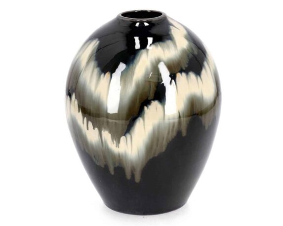 Vaso Bombato Coira Nero Melange Smaltato D25x30cm in Terracotta – Bizzotto
