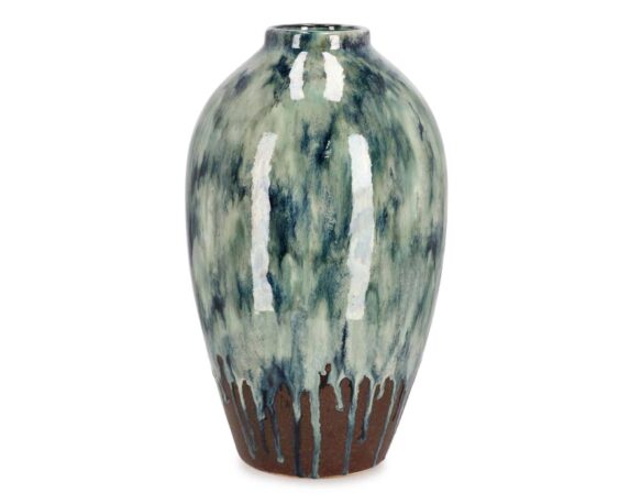 Vaso Bombato Delfa Nero Melange Smaltato D23,5x40cm in Terracotta – Bizzotto