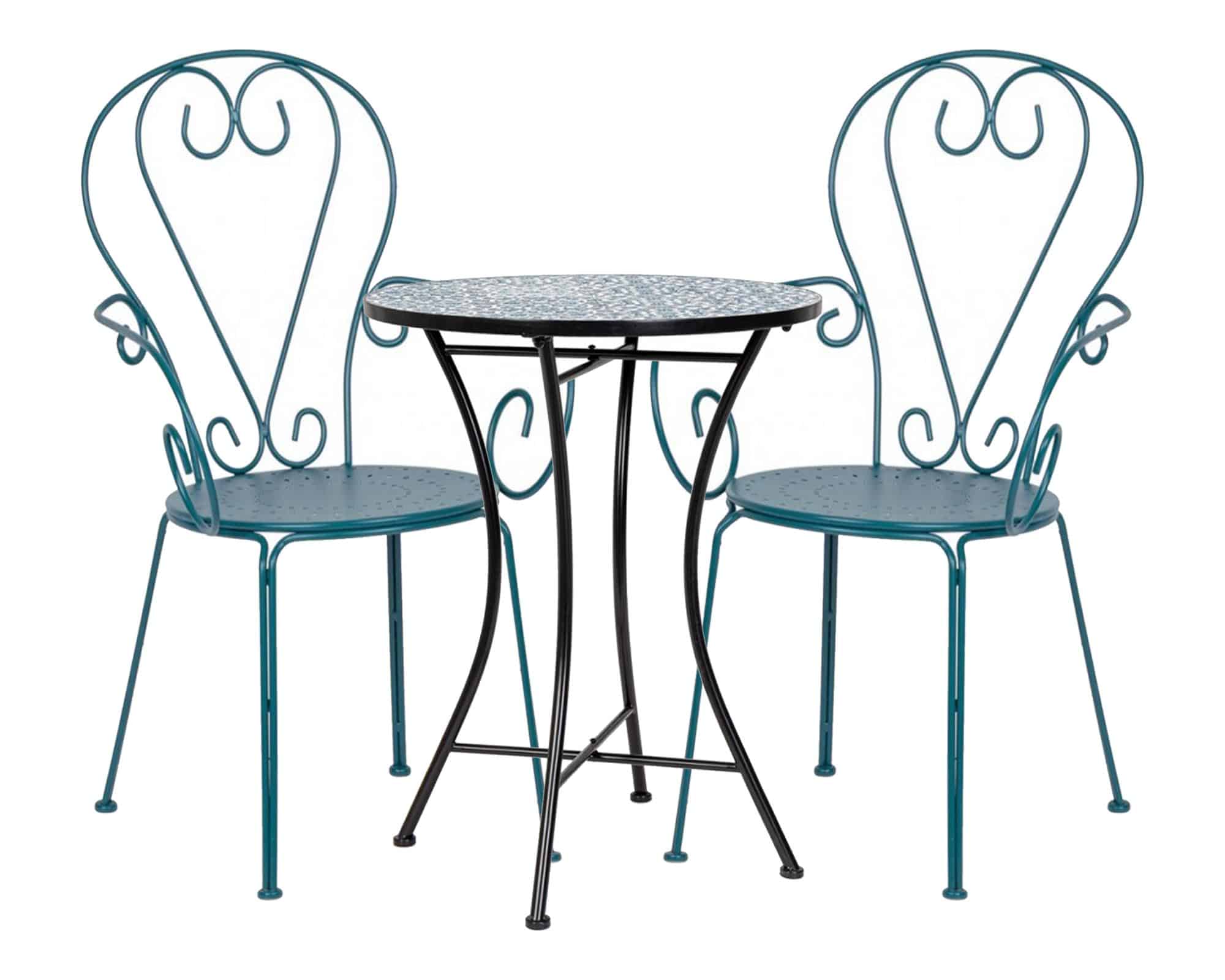 Set Balcone Tavolo Samos + 2 Sedie Etienne in Acciaio e Ceramica - Bizzotto - immagine 2