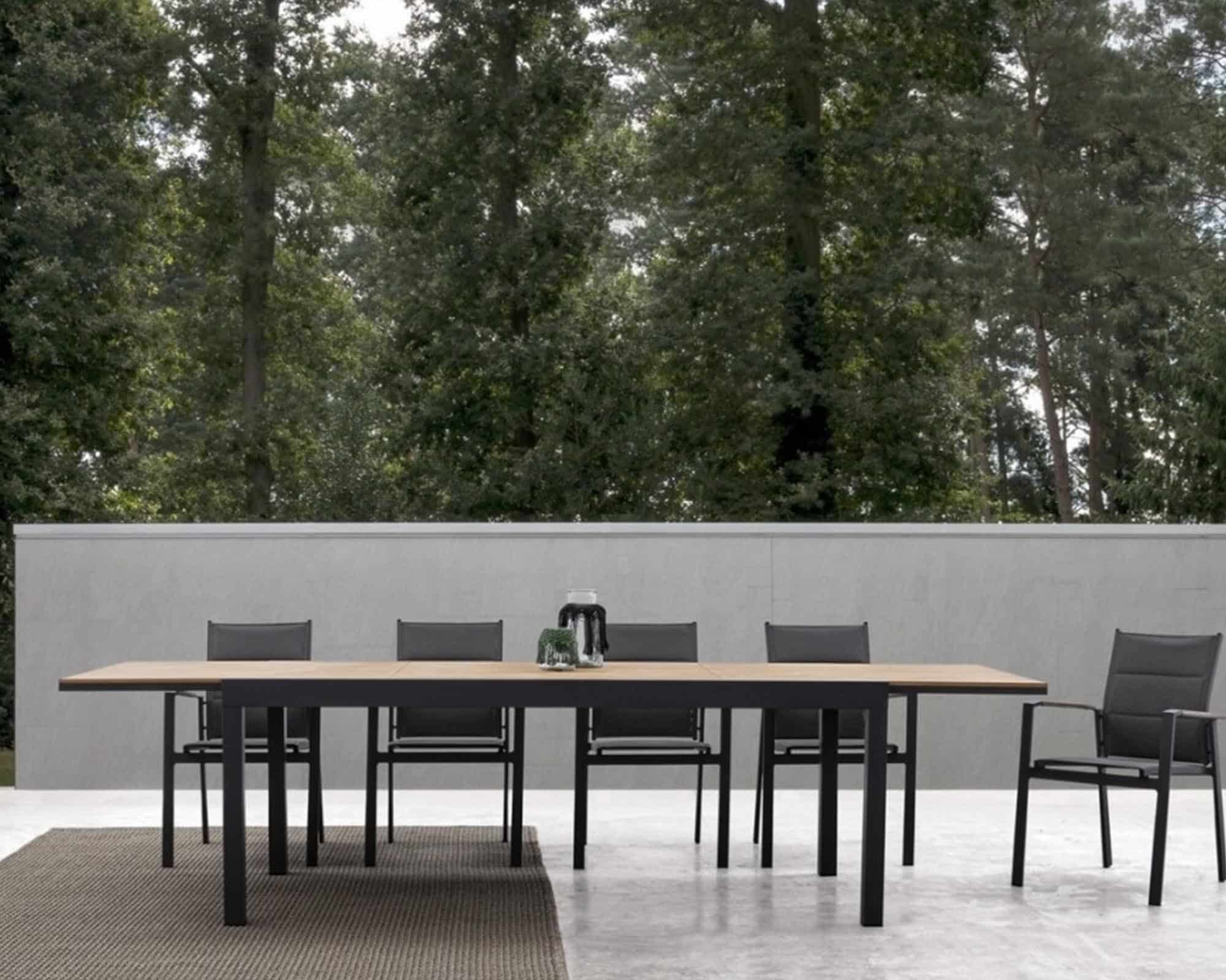 Set Pranzo Tavolo Allungabile 200-300x95 + 4 Sedie con Braccioli Kubik in Alluminio e Textilene - immagine 17