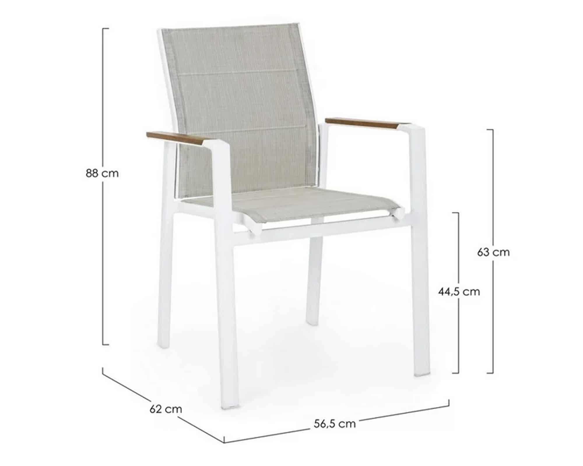 Set Pranzo Tavolo Elias 198x100 Bianco + 4 Sedie con Braccioli in Alluminio e Textilene - Bizzotto - immagine 10