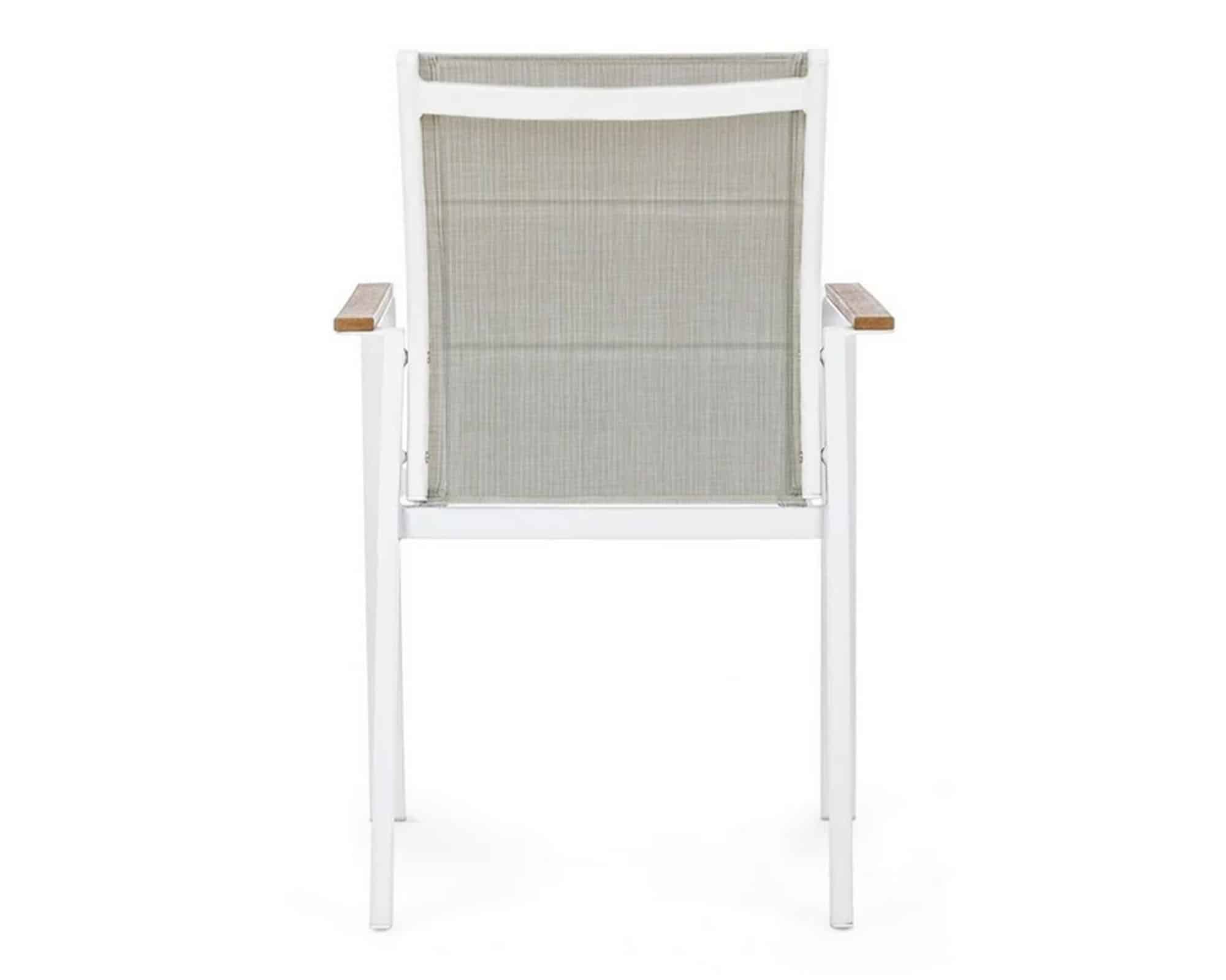 Set Pranzo Tavolo Elias 198x100 Bianco + 4 Sedie con Braccioli in Alluminio e Textilene - Bizzotto - immagine 7