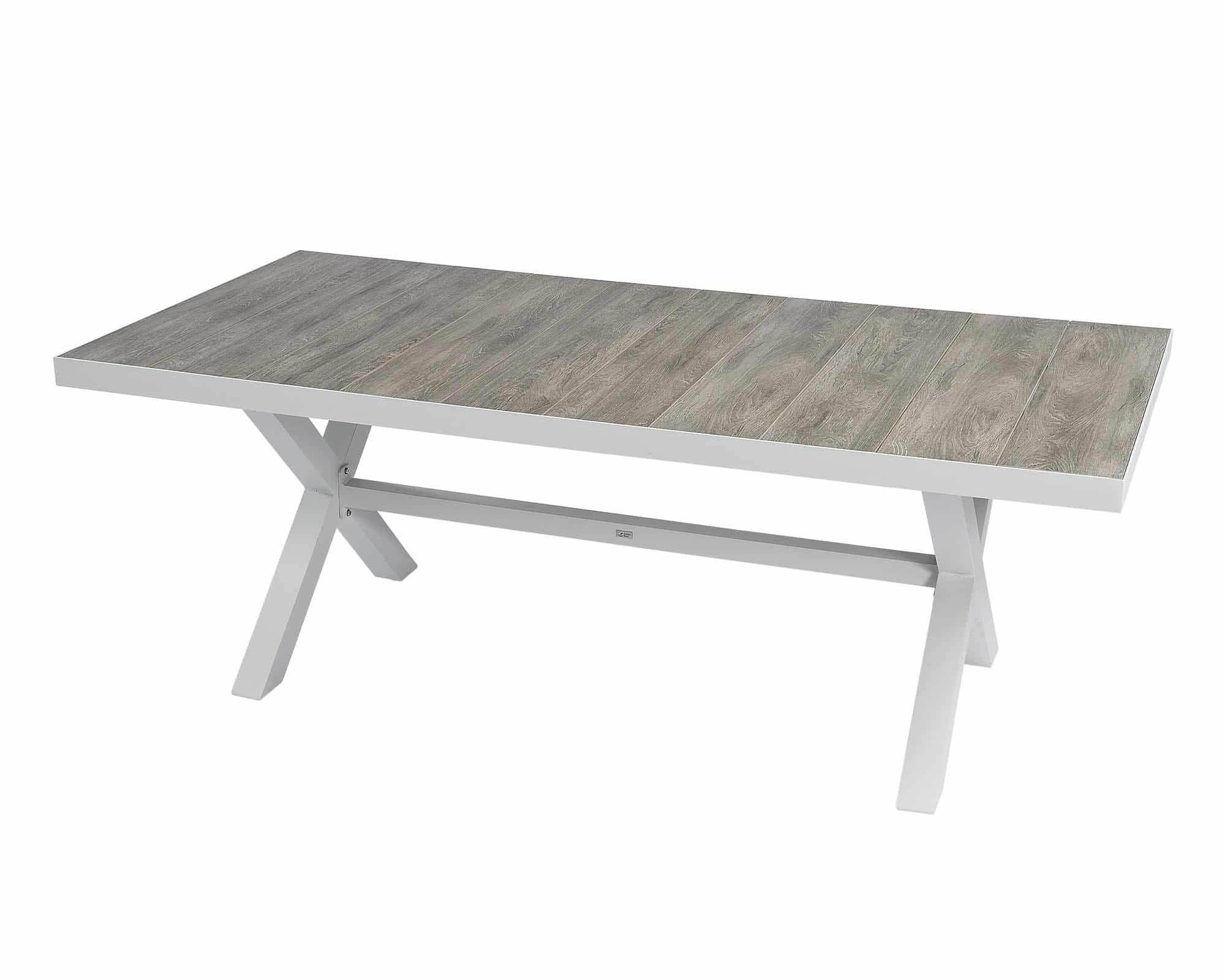 Set Pranzo Tavolo Cross Fisso + 4 Sedie con Braccioli Bianco in Alluminio, Ceramica e Textilene - immagine 3