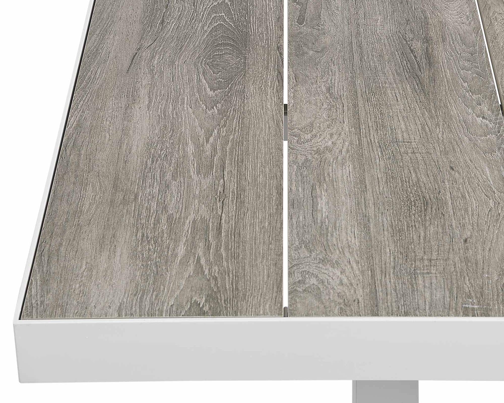 Set Pranzo Tavolo Cross Fisso + 4 Sedie con Braccioli Bianco in Alluminio, Ceramica e Textilene - immagine 4