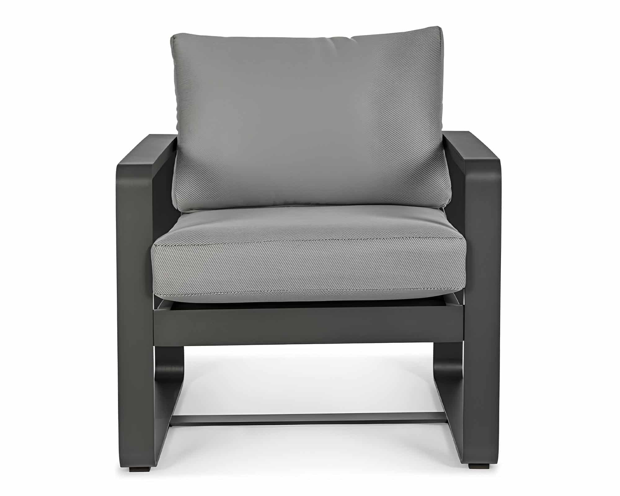 Set Salotto Tavolino Merrigan + 2 Poltrone Antracite in Alluminio e Polipropilene - Bizzotto - immagine 4