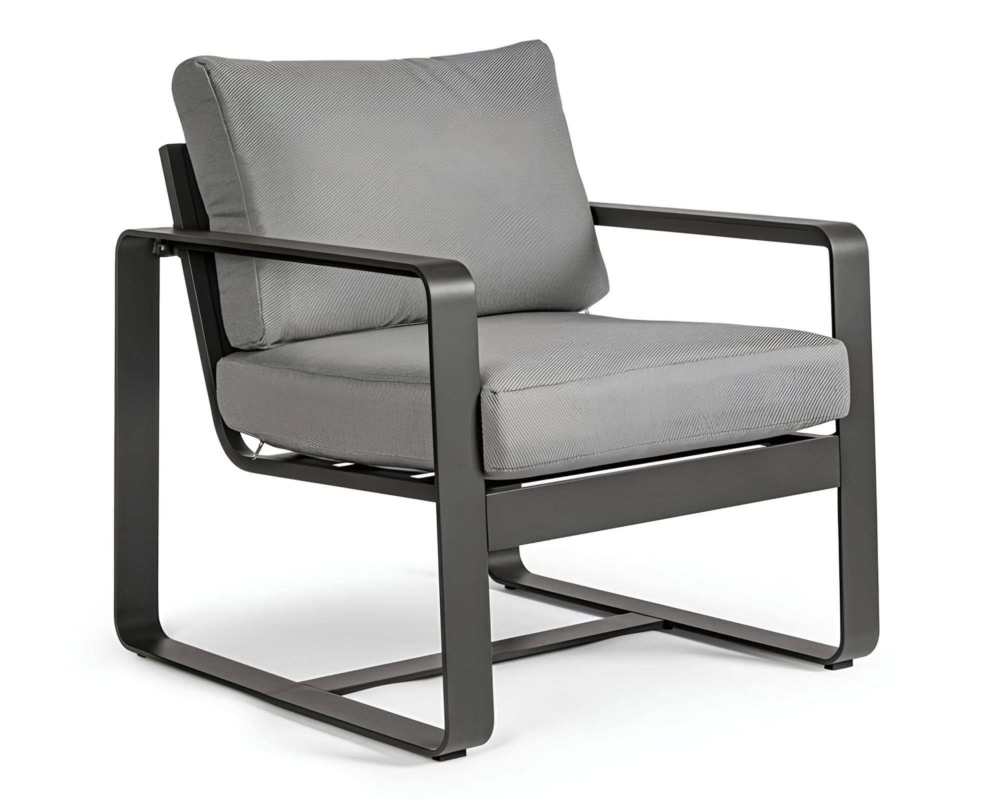 Set Salotto Tavolino Merrigan + 2 Poltrone Antracite in Alluminio e Polipropilene - Bizzotto - immagine 3