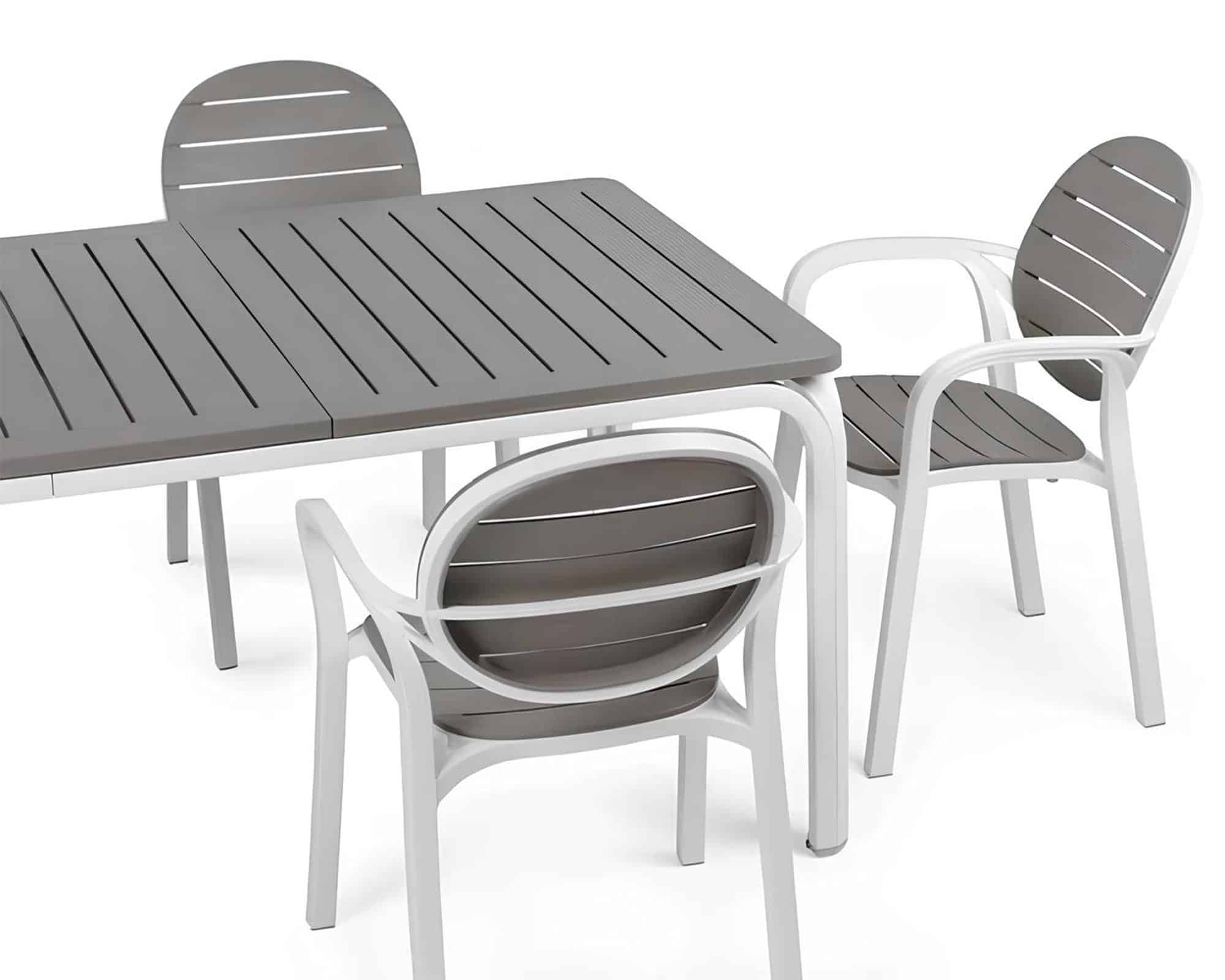 Set Pranzo Tavolo Alloro 210/280x100 + 6 Sedia Bianco e Tortora in Alluminio - Nardi - immagine 6