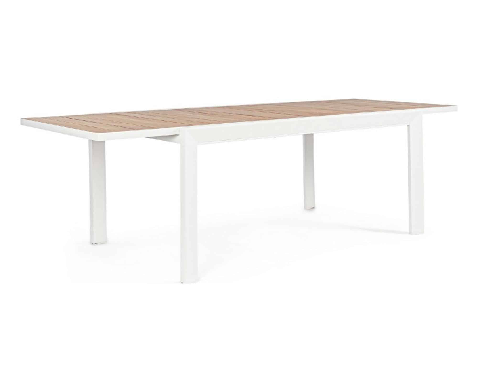 Set Pranzo Tavolo Belmar 160-240x100 Bianco + 4 Sedie con Braccioli in Alluminio e Polipropilene - Bizzotto - immagine 5