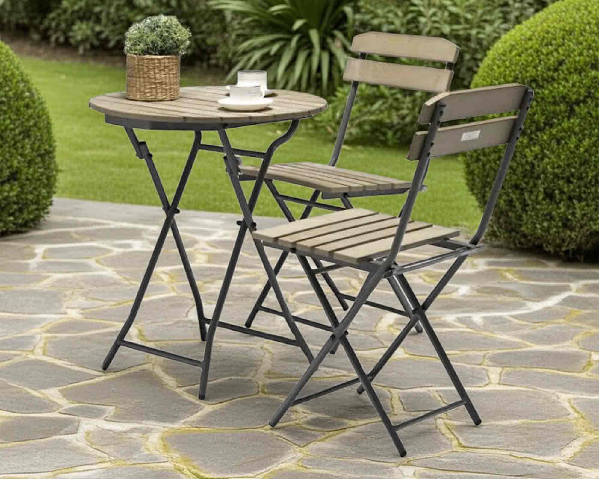Set Pranzo balcone ketty richiudibile + 2 sedie antracite/beige